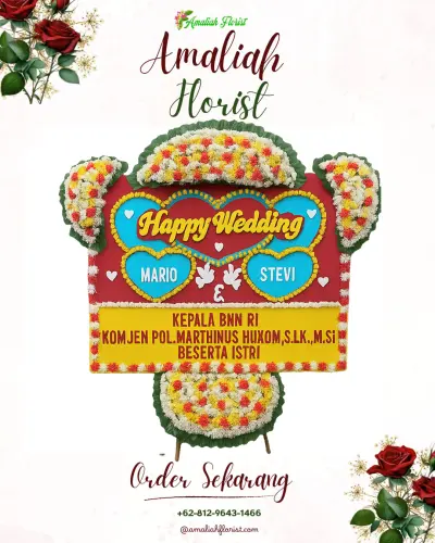Karangan Papan Bunga Pernikahan di Budiman